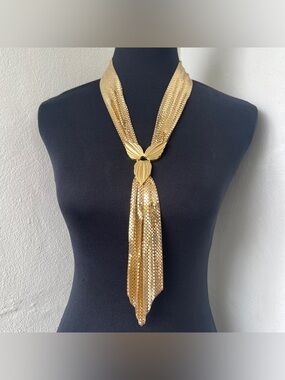 Incredible Whiting & Davis Vintage Gold Mesh Necklace